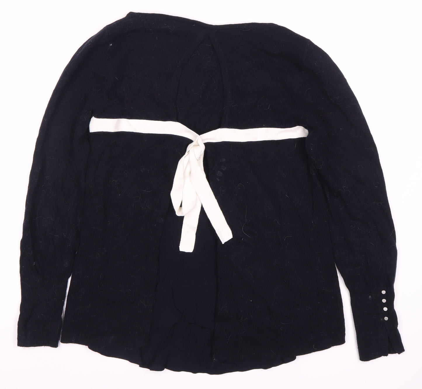Mint Velvet Women's Black Jumper, Size 10, Button Accent