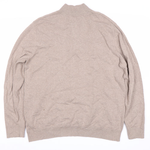 Jasper Conran Men's Beige Full Zip Wool Jumper L