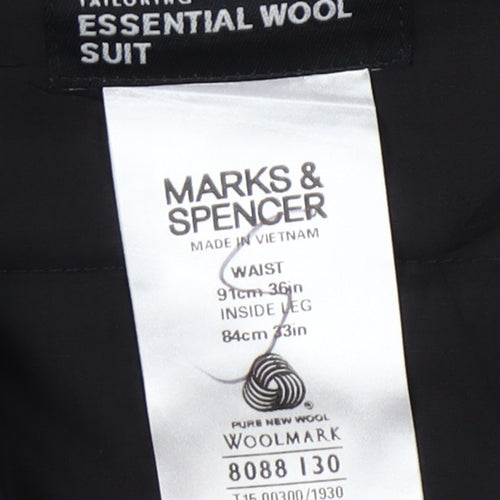 Marks & Spencer Men's Black Wool Dress Pants 36 Regular