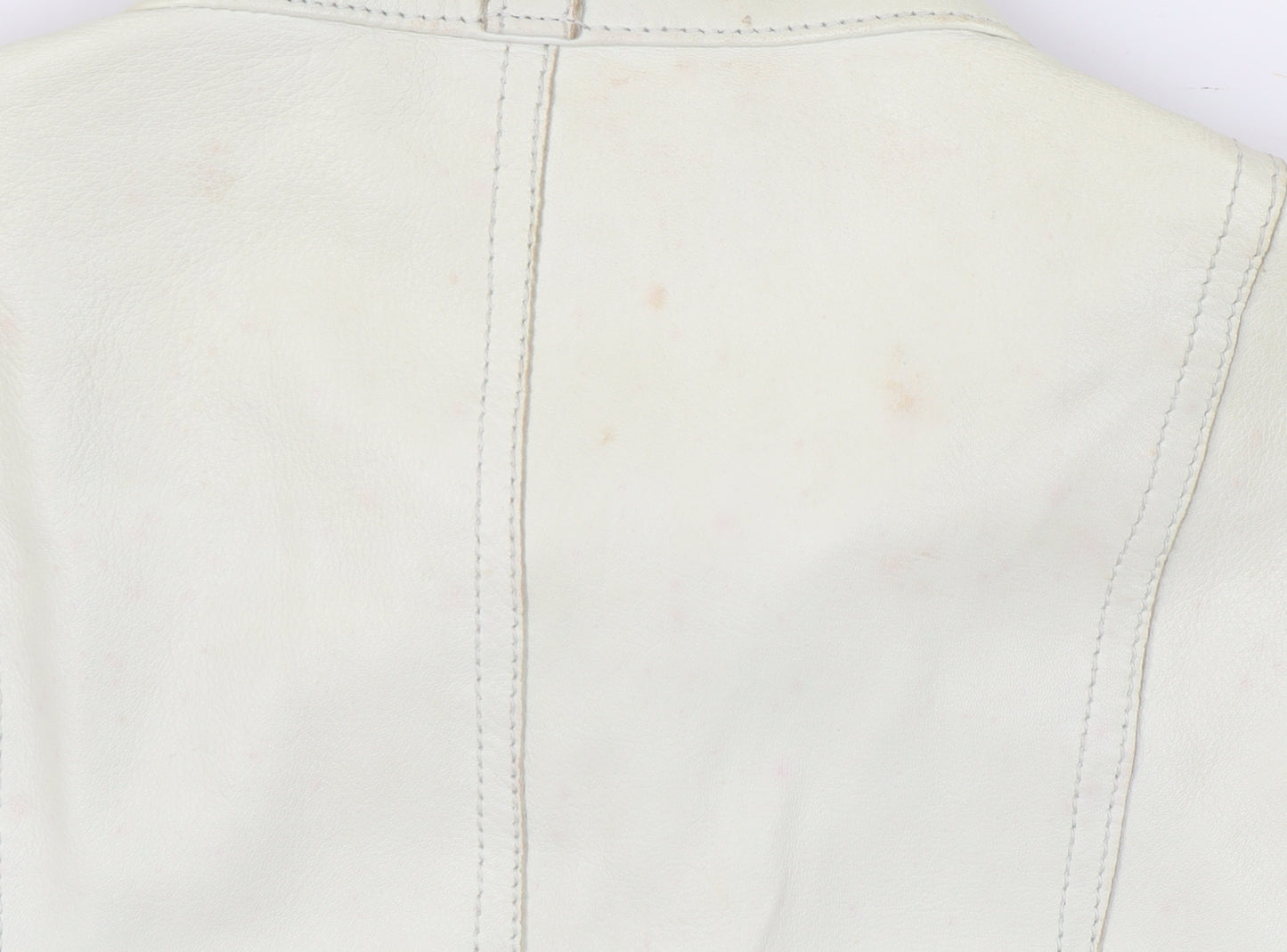 Karen Millen Women's White Leather Motorcycle Jacket Size 12