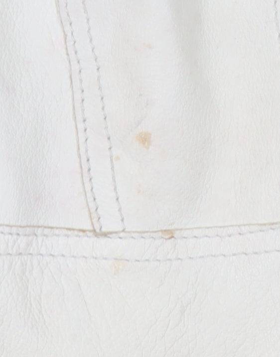 Karen Millen Women's White Leather Motorcycle Jacket Size 12