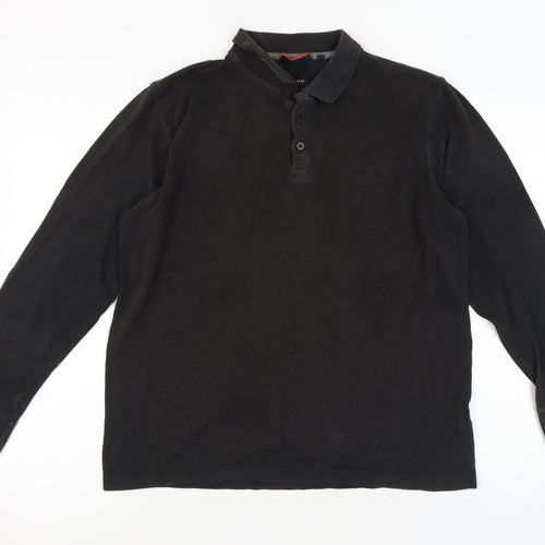 Pierre Cardin Men's Black Long Sleeve Polo XL