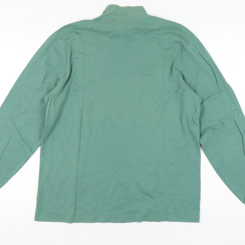 Lands' End Men's Green Mock Neck Long Sleeve T-Shirt M