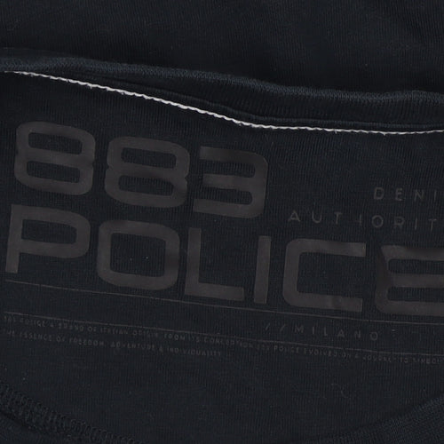 883 Police Men's Black T-Shirt Size 4 Crew Neck Logo