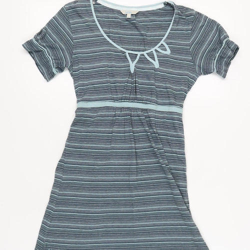 Fat Face Women's Blue Striped Scoop Neck Dress Size 10