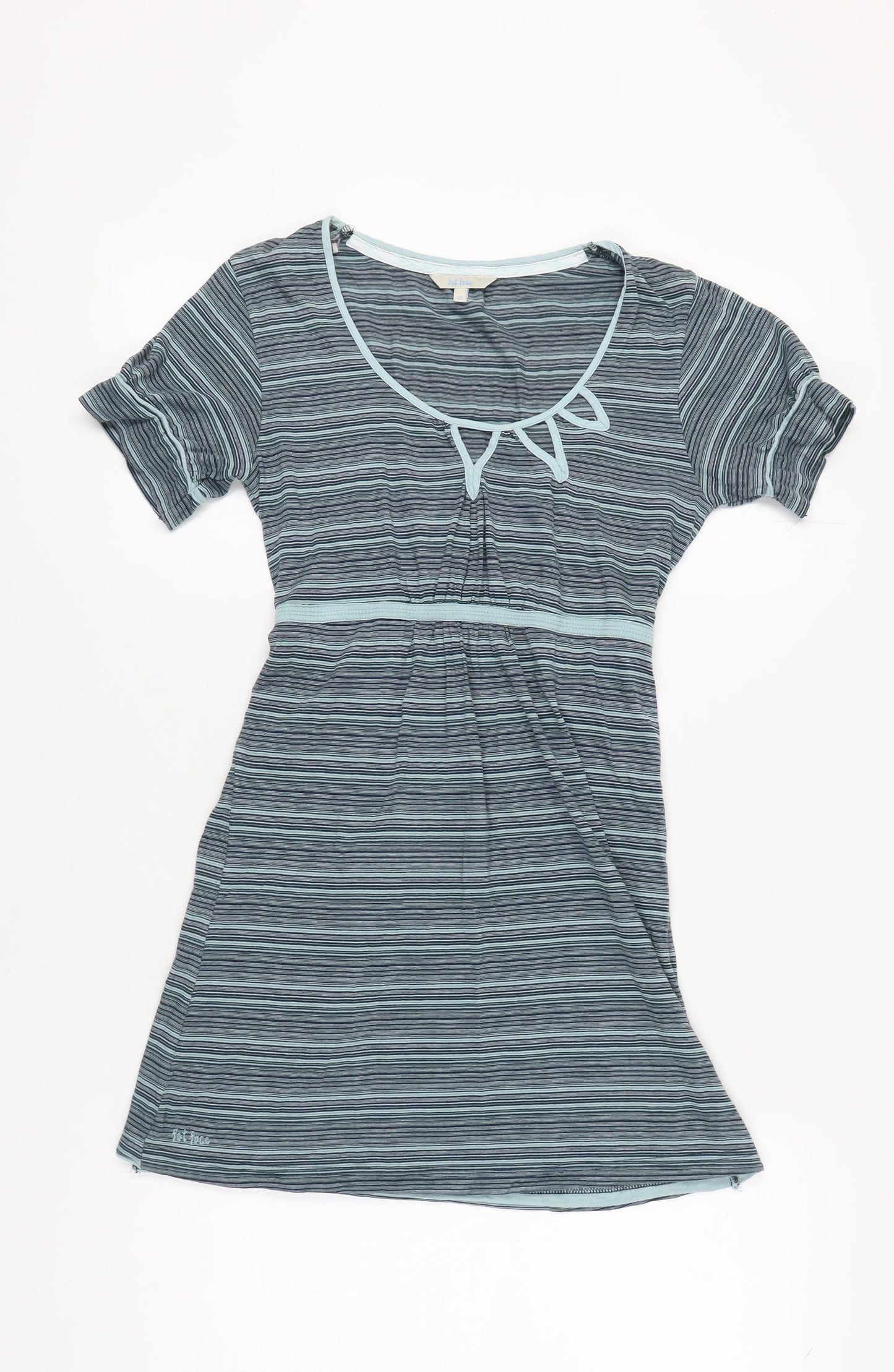 Fat Face Women's Blue Striped Scoop Neck Dress Size 10