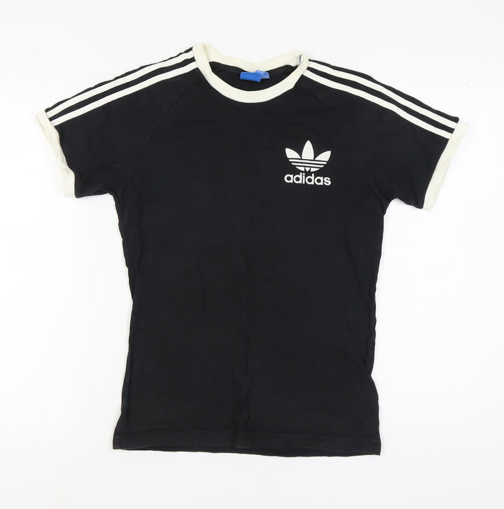 Adidas Unisex Black Ringer T-Shirt, Size S, Stylish and Casual