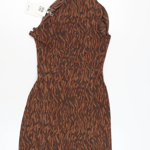 Bershka Women's Brown Animal Print Dress M