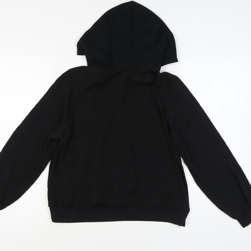 H&M Women Black Hoodie Size 14 Half Zip Casual