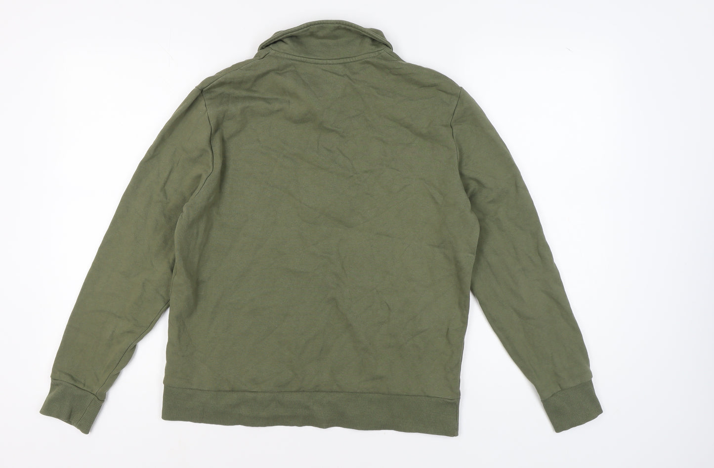 ASOS DESIGN Men's Green M 1/4 Zip Collared Sweatshirt