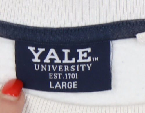 Yale University Unisex White Pullover Sweatshirt L