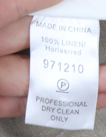 Next Men's Beige Linen Trousers, Size 34, Regular Fit