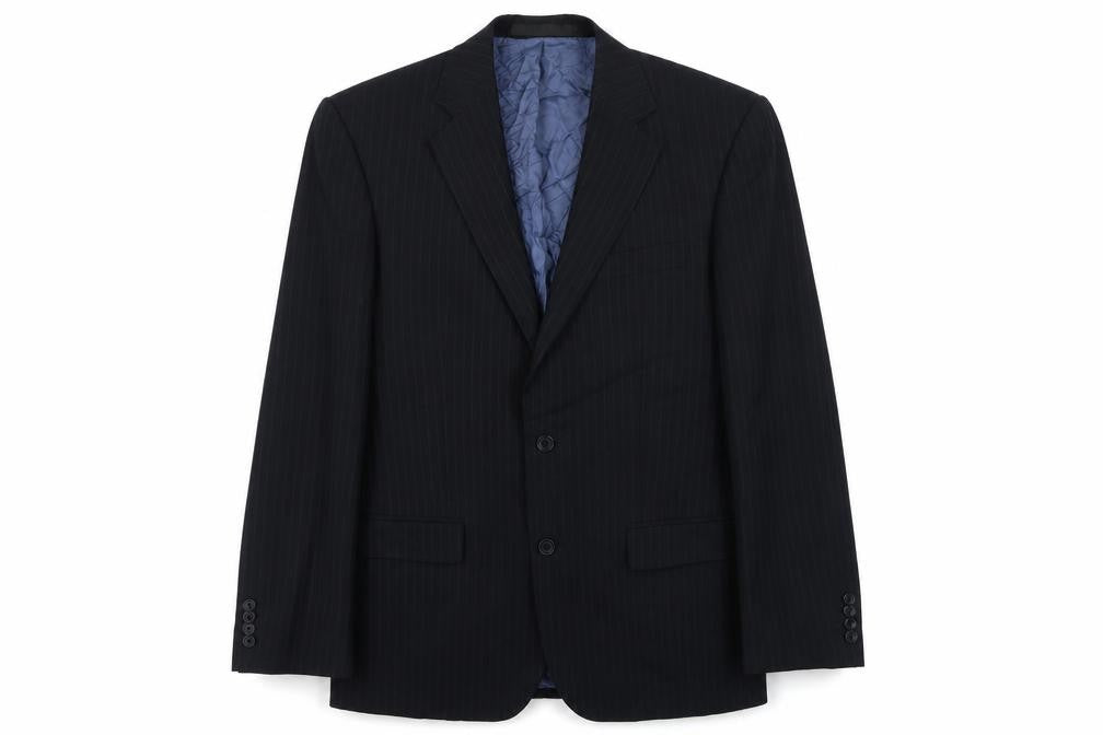 Front view of Marks & Spencer Men's Navy Striped Suit Jacket 38R