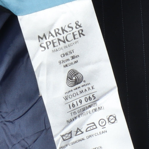Marks and Spencer Men's Navy Striped Suit Jacket 38R