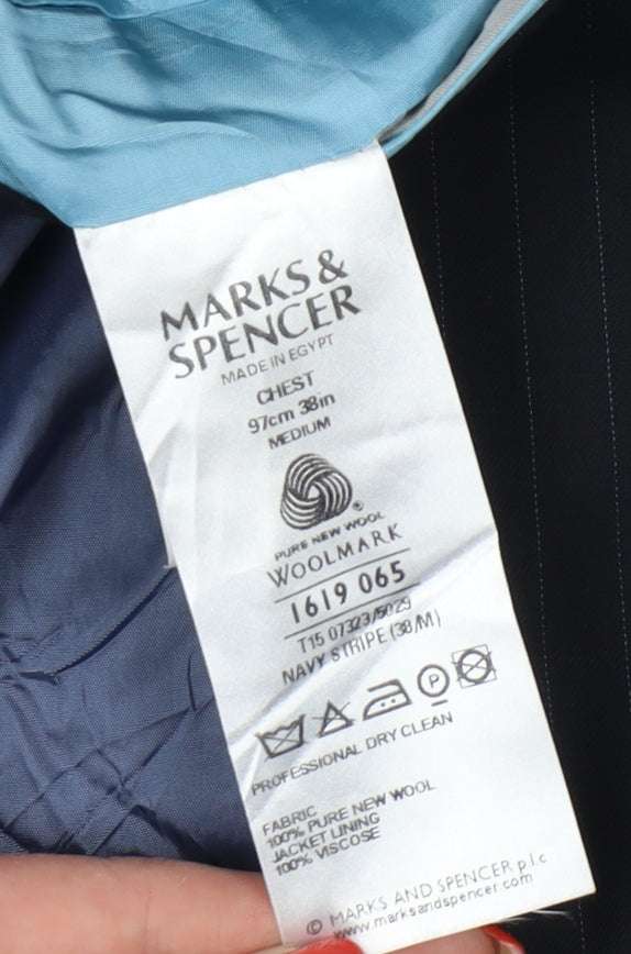 Marks and Spencer Men's Navy Striped Suit Jacket 38R