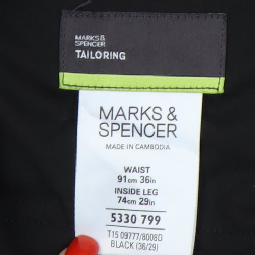 Marks and Spencer Black Men's Trousers Size 36