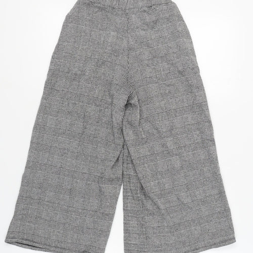Pull & Bear Women's Grey Check Wide-Leg Trousers S