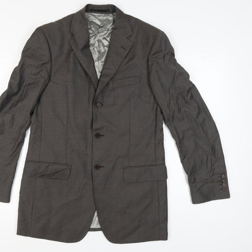 Marks and Spencer Grey Wool Men's Blazer - Size 38L