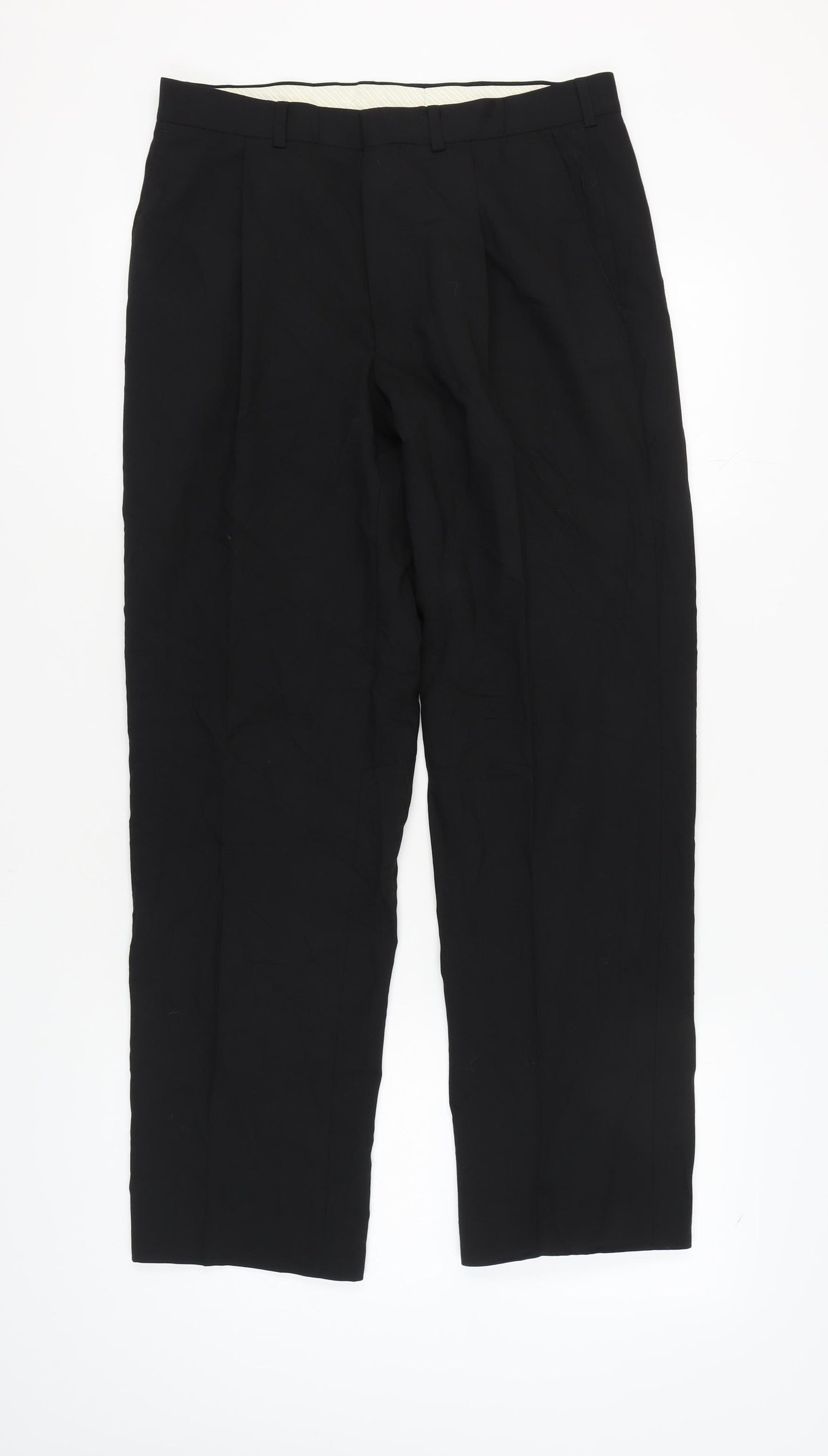 Marks & Spencer Men's Black Pleated Trousers 32/31