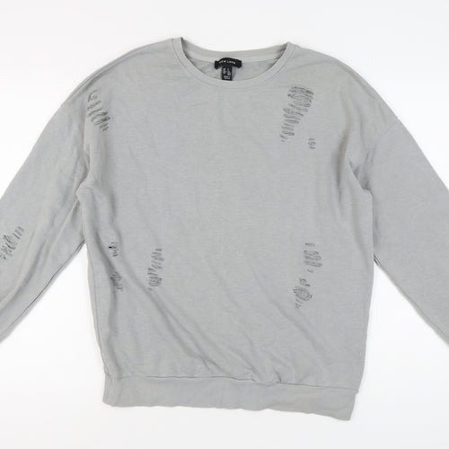New Look Women's Grey Distressed Pullover Sweatshirt S