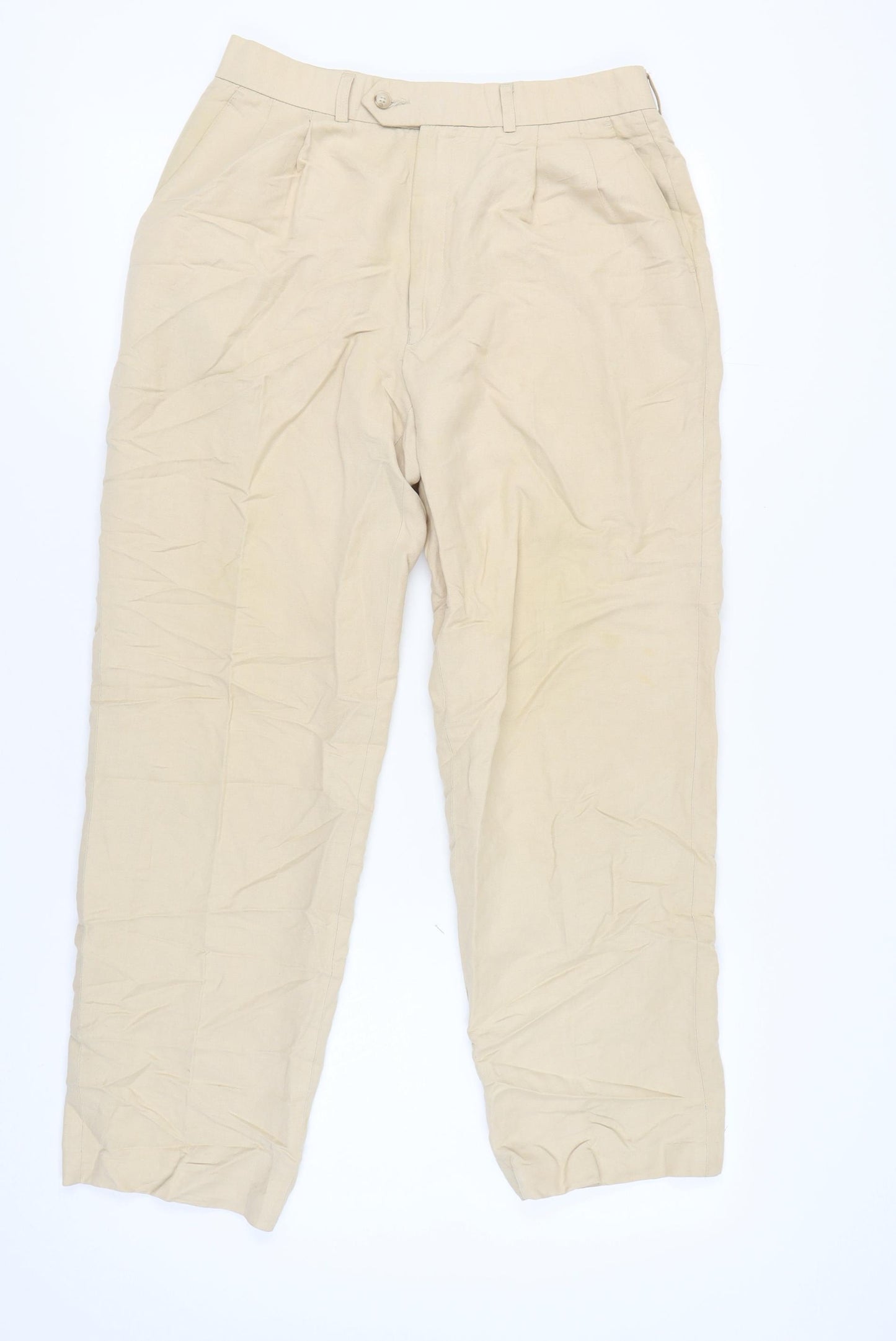 Marks and Spencer Beige Men's Linen Trousers Size 32