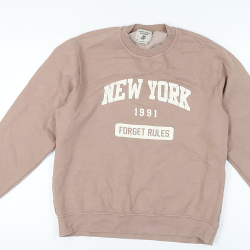 Pull&Bear Unisex Adults Brown S Logo Sweatshirt