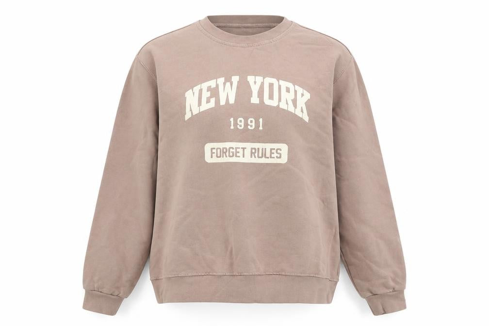 Front view of Pull&Bear unisex adults brown s logo sweatshirt