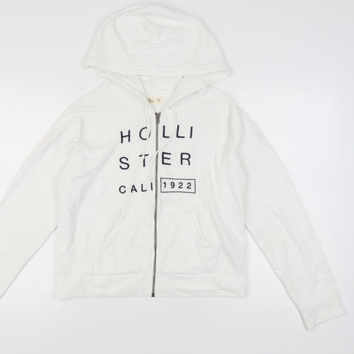 Hollister Women's White Full Zip Hoodie M