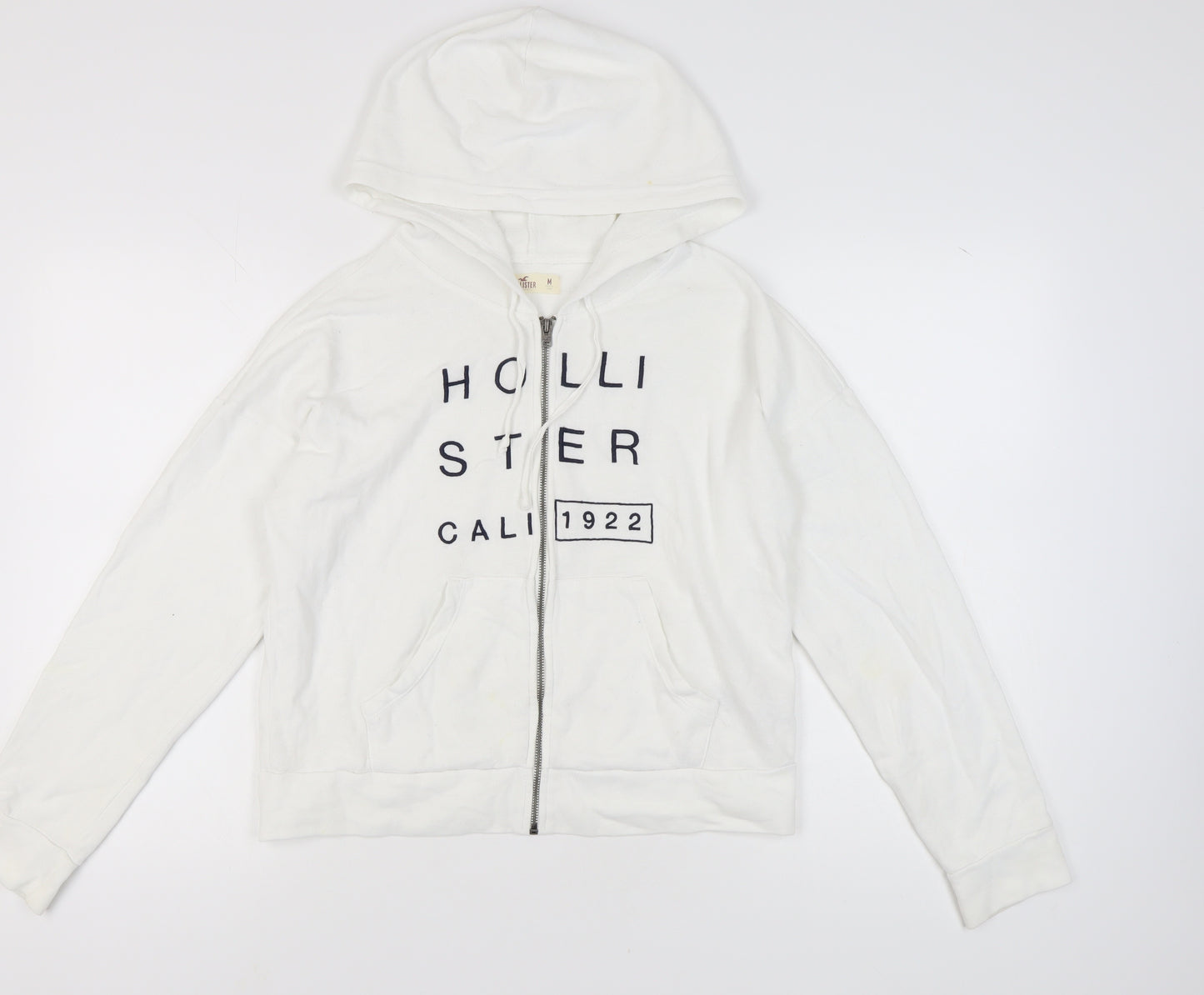Hollister Women's White Full Zip Hoodie M