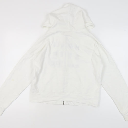 Hollister Women's White Full Zip Hoodie M