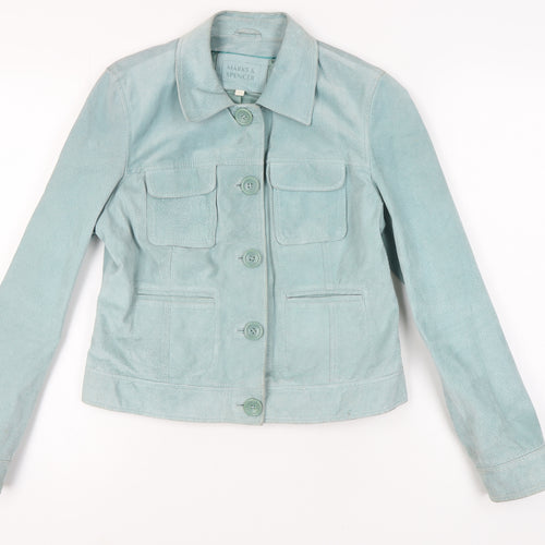 Marks and Spencer Women's Blue Suede Jacket, Size 14