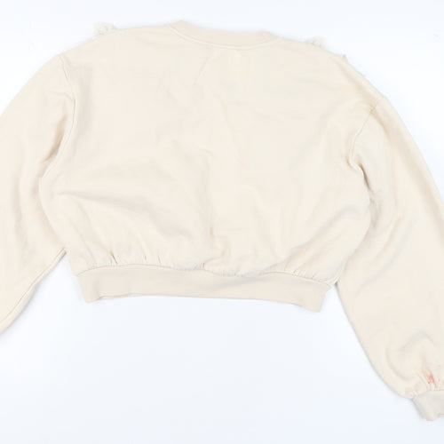 Zara Women's Beige Ruffle Pullover Sweatshirt Size 12