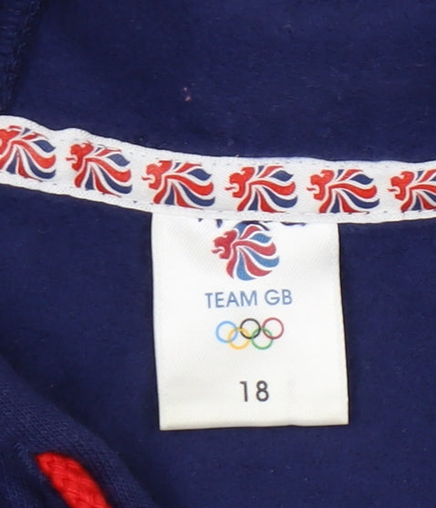 Team GB Blue Unisex Adults Hoodie, Size 18, Sports Theme