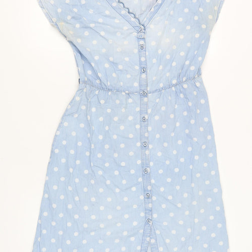 Cath Kidston Women's Blue Polka Dot Dress Size 12