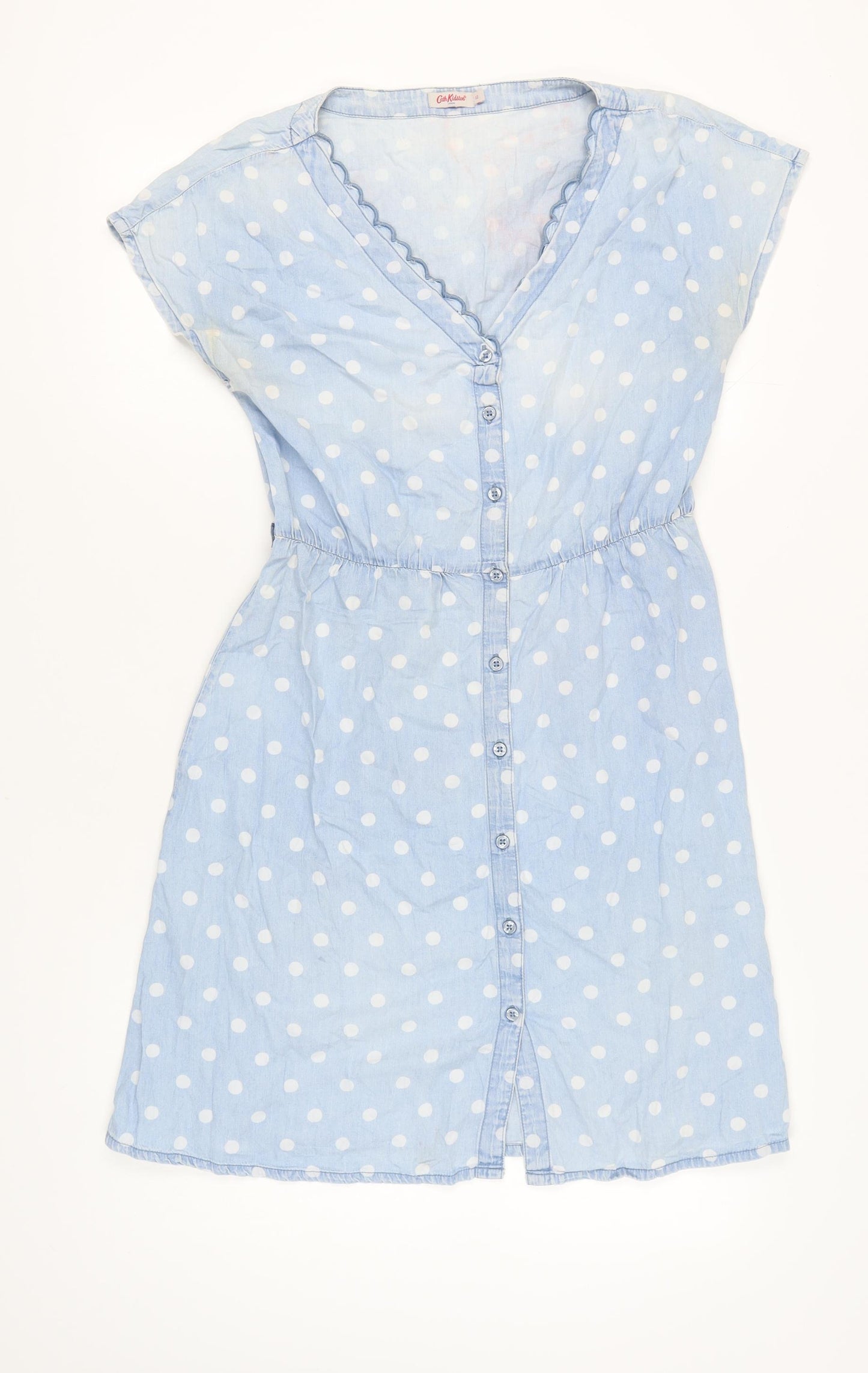 Cath Kidston Women's Blue Polka Dot Dress Size 12