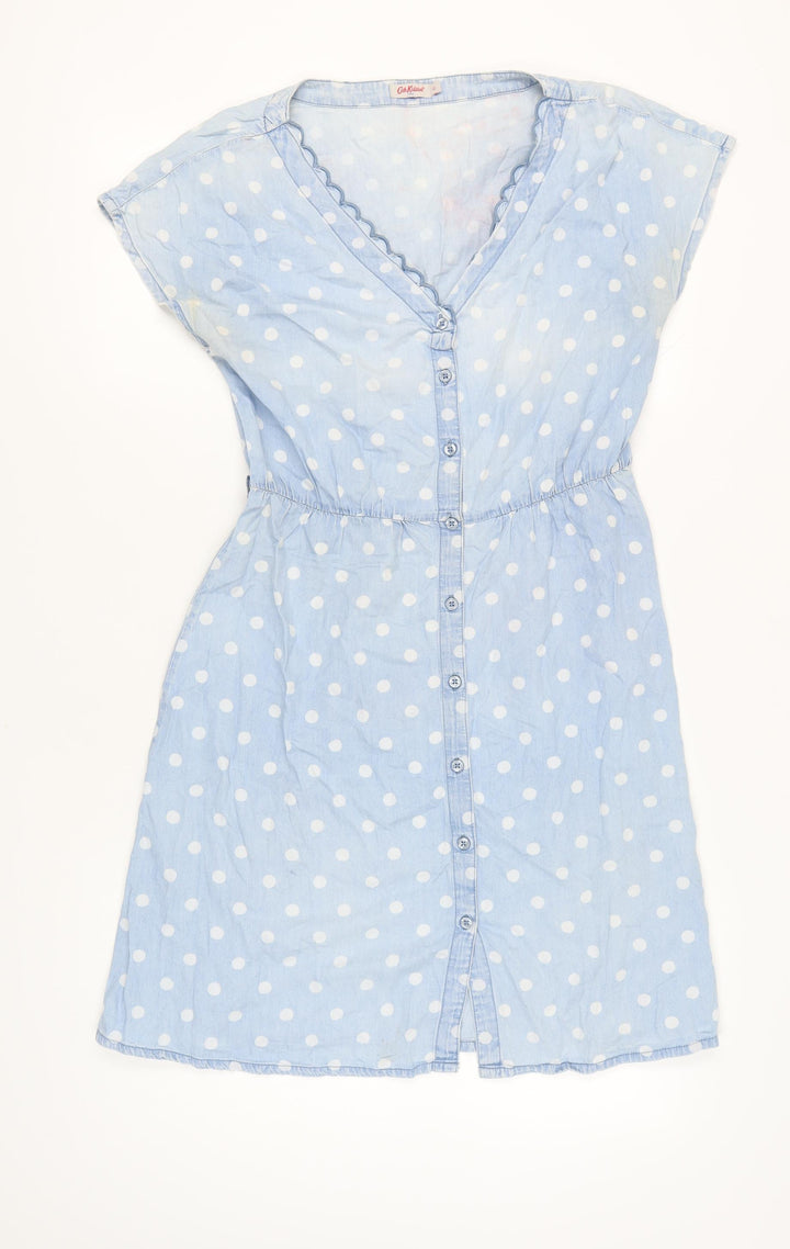 Cath Kidston Women's Blue Polka Dot Dress Size 12