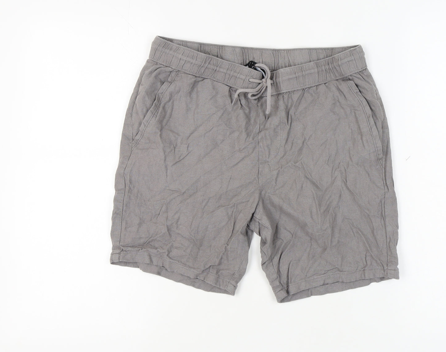 ASOS DESIGN Men's Grey Linen Blend Casual Shorts S