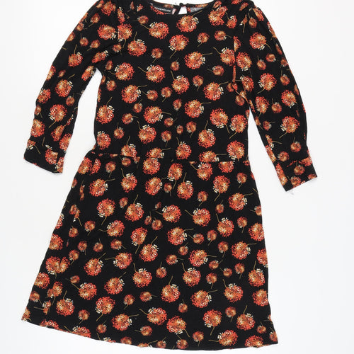 Warehouse Women's Black Floral Long Sleeve Dress Size 10