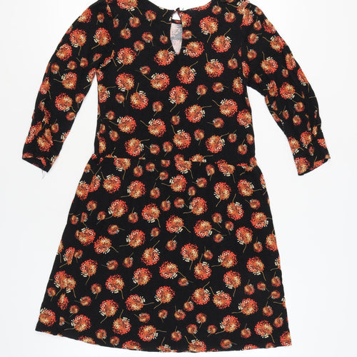 Warehouse Women's Black Floral Long Sleeve Dress Size 10