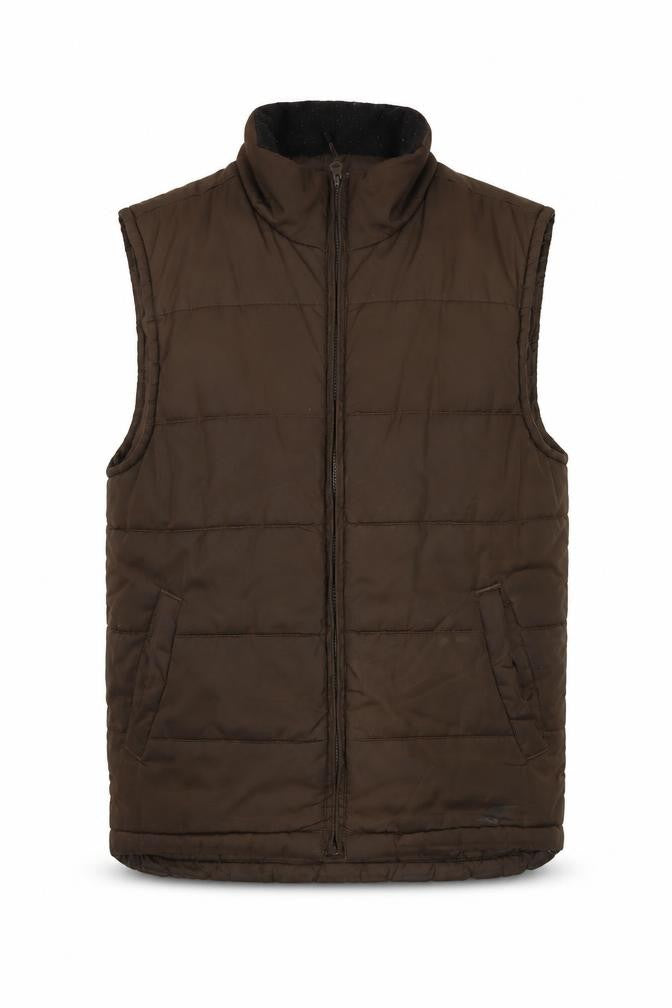 Front view of NordicTrack Men's Brown Puffer Waistcoat S - Winter Essential