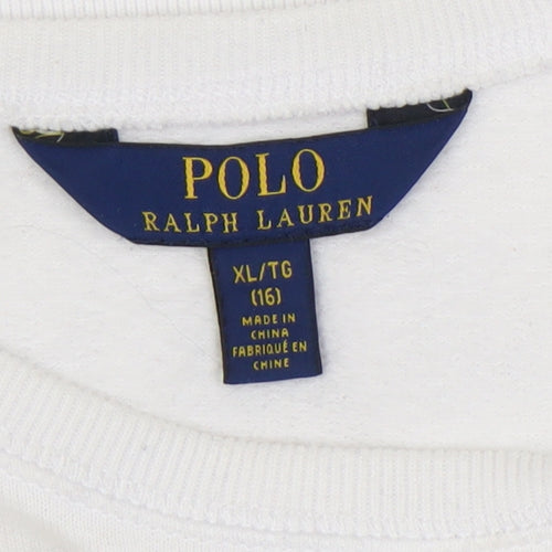 Polo Ralph Lauren Girls White Pullover Sweatshirt 16Y Logo