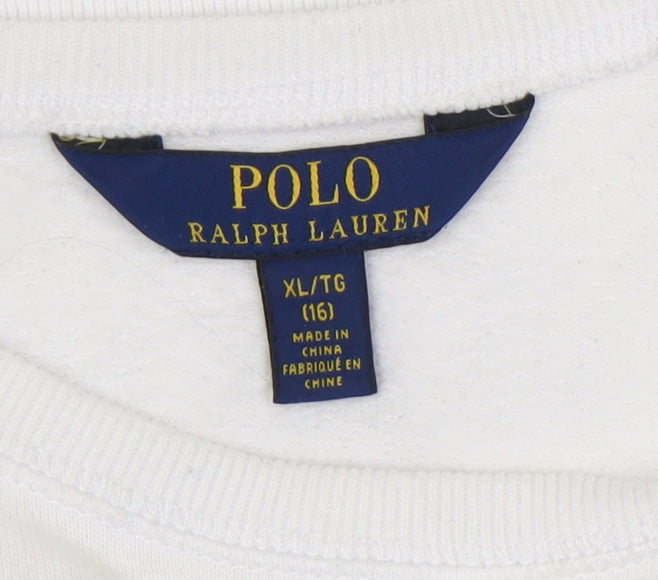 Polo Ralph Lauren Girls White Pullover Sweatshirt 16Y Logo