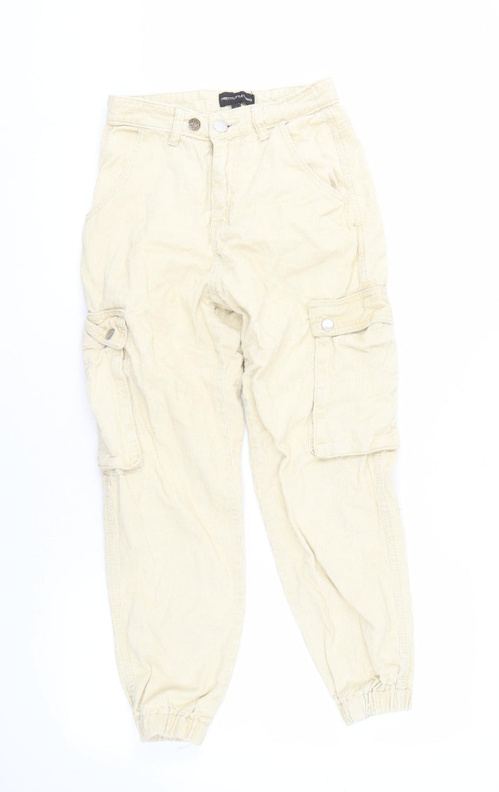 PrettyLittleThing Women's Beige Cargo Trousers Size 6