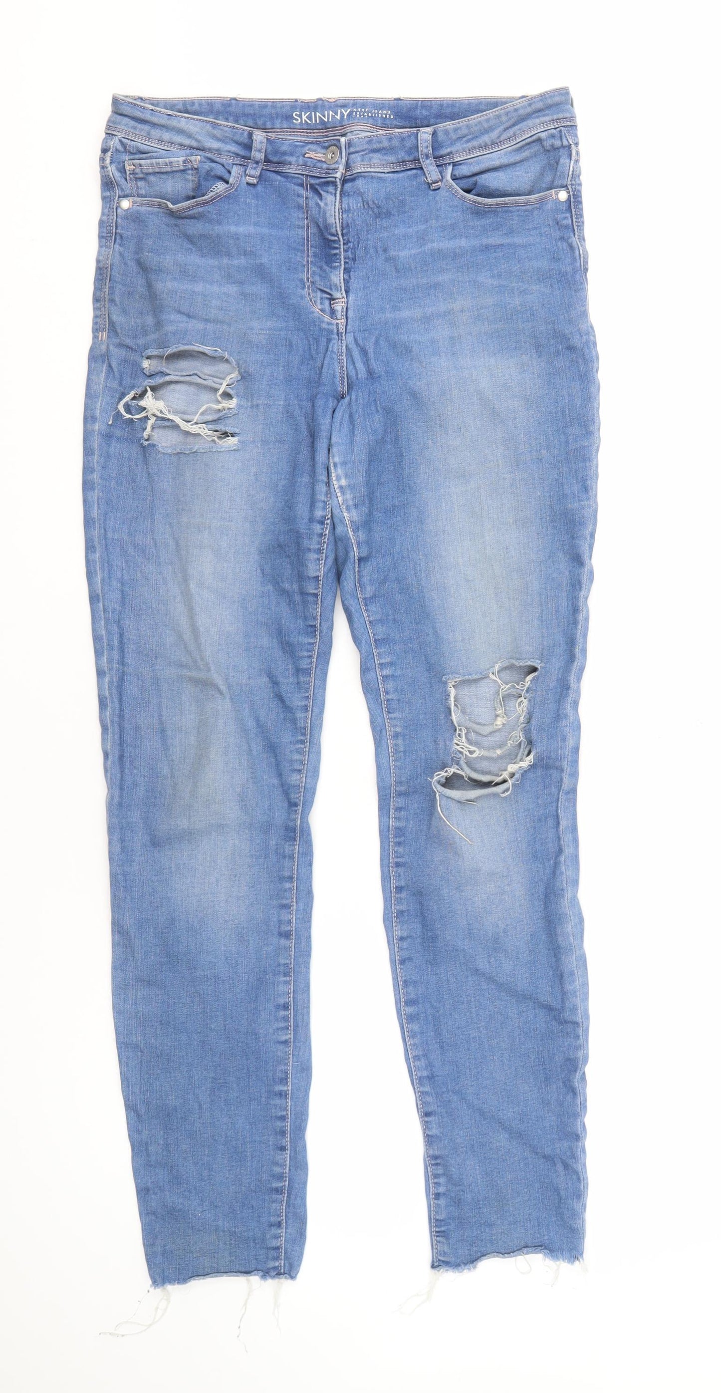 Next Women's Blue Skinny Jeans Size 12 Distressed
