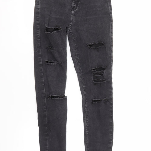 Topshop Women's Black Skinny Distressed Jeans Size 12
