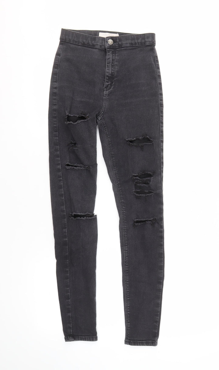Topshop Women's Black Skinny Distressed Jeans Size 12