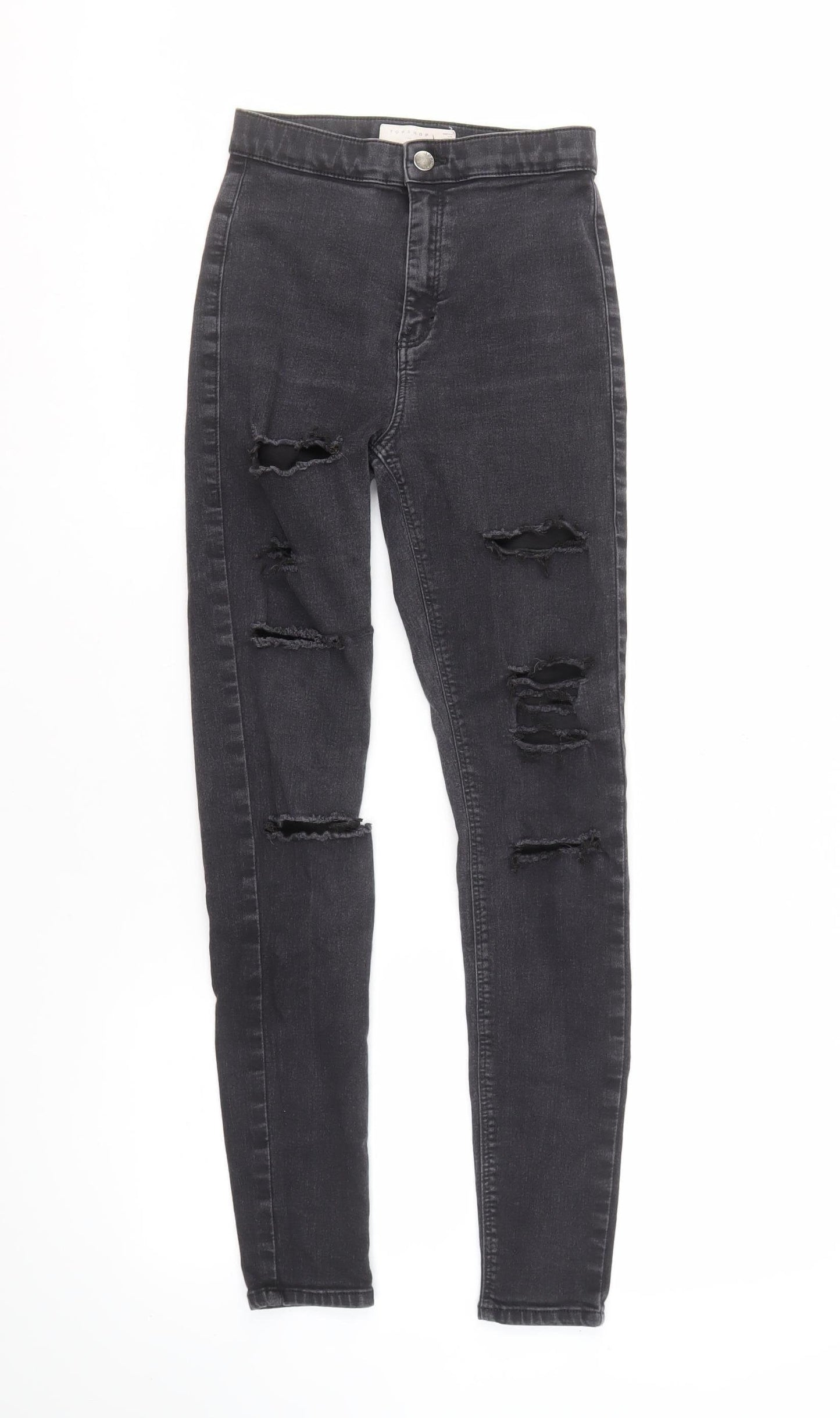 Topshop Women's Black Skinny Distressed Jeans Size 12