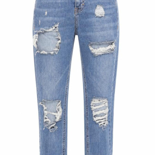 Topshop Women Blue High Rise Distressed Mom Jeans Size 6