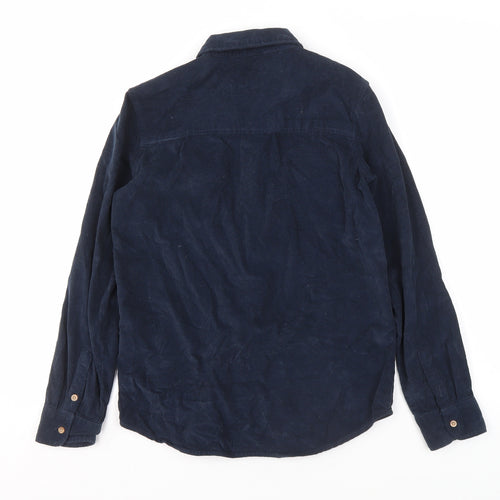 La Redoute Boys Blue Button-Up Corduroy Shirt, Size 11-12Y
