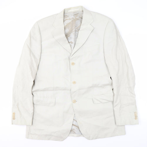 Racing Green Men's Beige Linen Blazer 42L